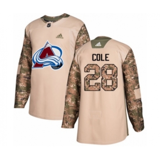 Youth Adidas Colorado Avalanche 28 Ian Cole Authentic Camo Veterans Day Practice NHL Jersey
