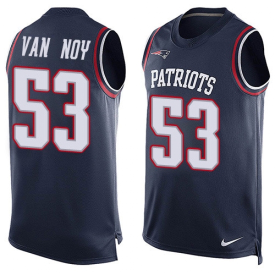 Men's Nike New England Patriots 53 Kyle Van Noy Limited Navy Blue Player Name & Number Tank Top NFL Jersey