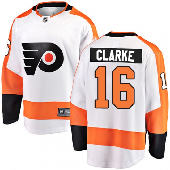 Men's Philadelphia Flyers 16 Bobby Clarke Fanatics Branded White Away Breakaway NHL Jersey