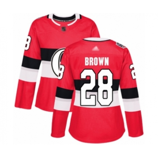 Women's Ottawa Senators 28 Connor Brown Authentic Red 2017 100 Classic Hockey Jersey