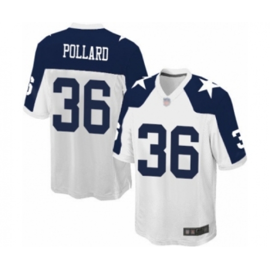 Men's Dallas Cowboys 36 Tony Pollard Game White Throwback Alternate Football Jersey