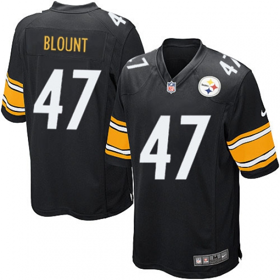 Men's Nike Pittsburgh Steelers 47 Mel Blount Game Black Team Color NFL Jersey