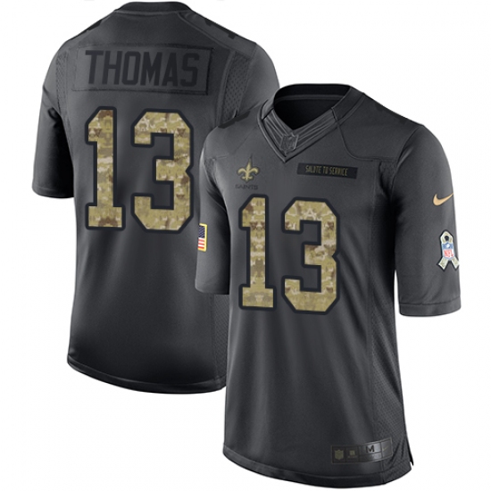 Men's Nike New Orleans Saints 13 Michael Thomas Limited Black 2016 Salute to Service NFL Jersey