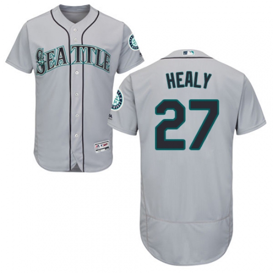 Men's Majestic Seattle Mariners 27 Ryon Healy Grey Road Flex Base Authentic Collection MLB Jersey