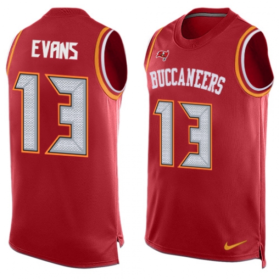 Men's Nike Tampa Bay Buccaneers 13 Mike Evans Limited Red Player Name & Number Tank Top NFL Jersey