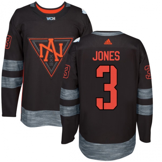 Youth Adidas Team North America 3 Seth Jones Authentic Black Away 2016 World Cup of Hockey Jersey