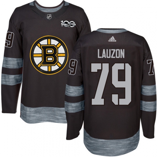 Men's Adidas Boston Bruins 79 Jeremy Lauzon Premier Black 1917-2017 100th Anniversary NHL Jersey