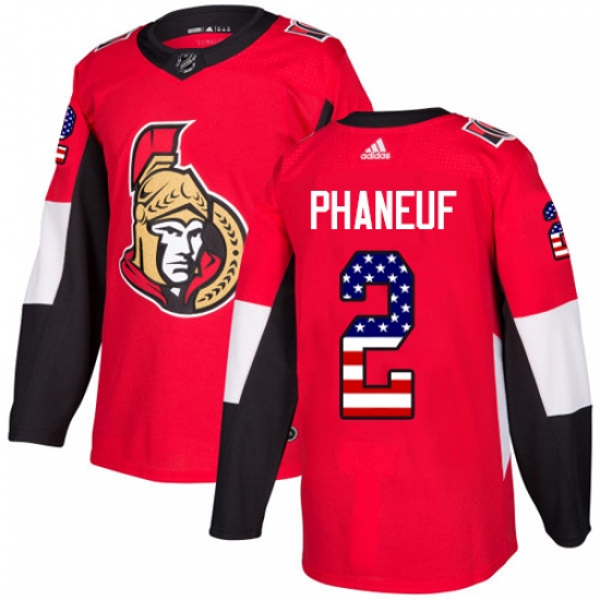 Men's Adidas Ottawa Senators 2 Dion Phaneuf Authentic Red USA Flag Fashion NHL Jersey