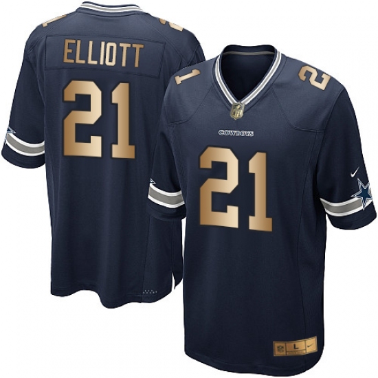 Youth Nike Dallas Cowboys 21 Ezekiel Elliott Elite Navy/Gold Team Color NFL Jersey