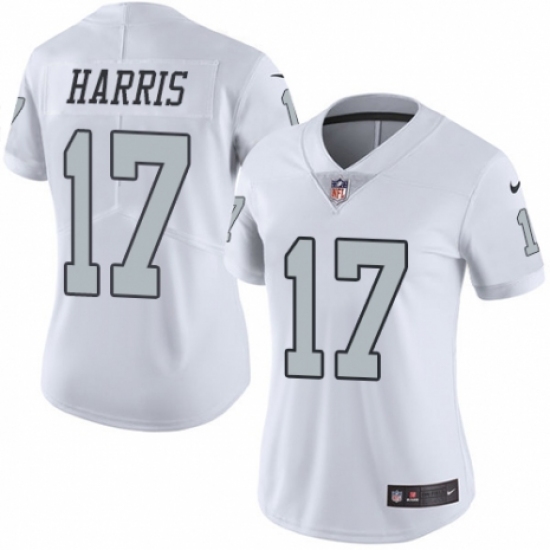 Women's Nike Oakland Raiders 17 Dwayne Harris Limited White Rush Vapor Untouchable NFL Jersey