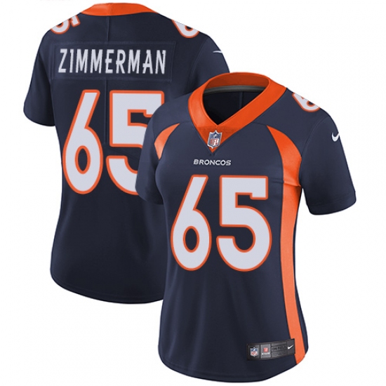 Women's Nike Denver Broncos 65 Gary Zimmerman Elite Navy Blue Alternate NFL Jersey