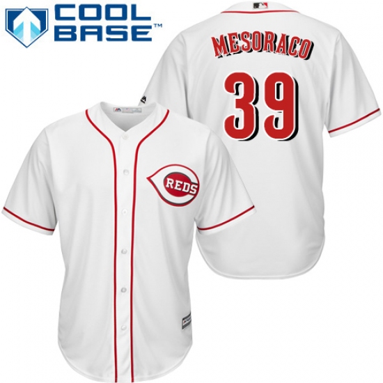 Youth Majestic Cincinnati Reds 39 Devin Mesoraco Authentic White Home Cool Base MLB Jersey
