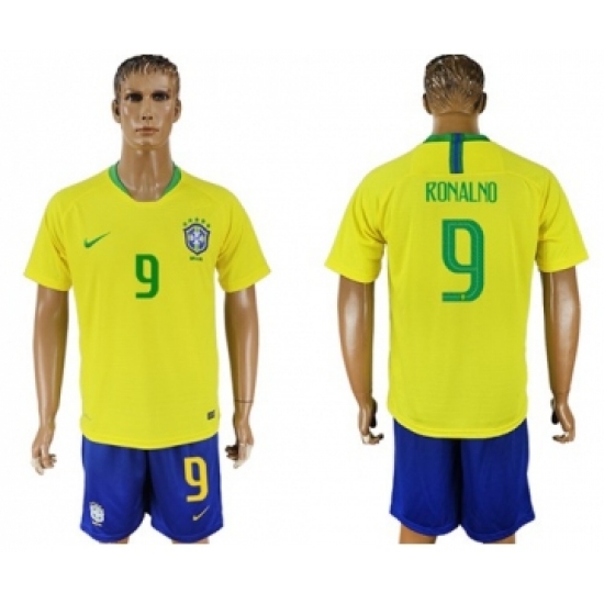 Brazil 9 Ronalno Home Soccer Country Jersey