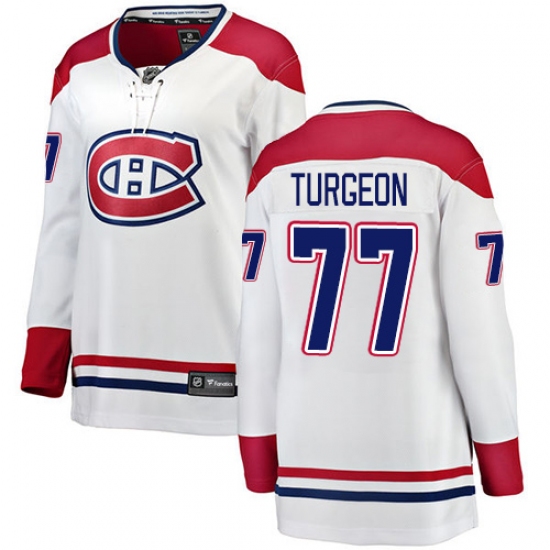 Women's Montreal Canadiens 77 Pierre Turgeon Authentic White Away Fanatics Branded Breakaway NHL Jersey