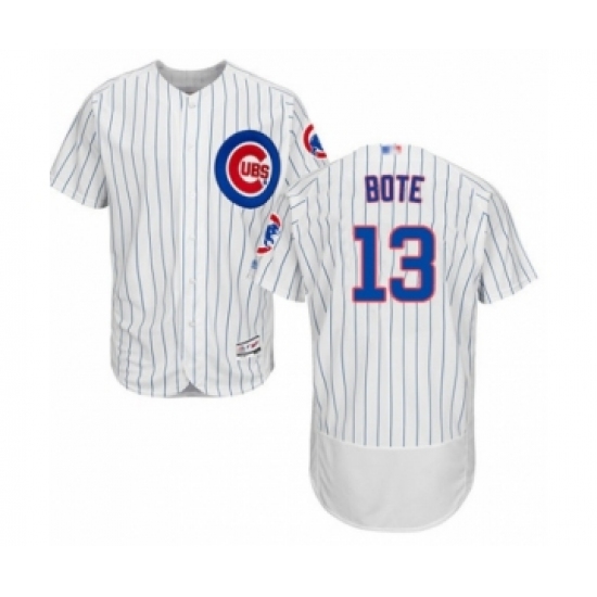 Men's Chicago Cubs 13 David Bote White Home Flex Base Authentic Collection Baseball Player Jersey