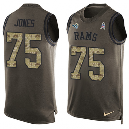Men's Nike Los Angeles Rams 75 Deacon Jones Limited Green Salute to Service Tank Top NFL Jersey