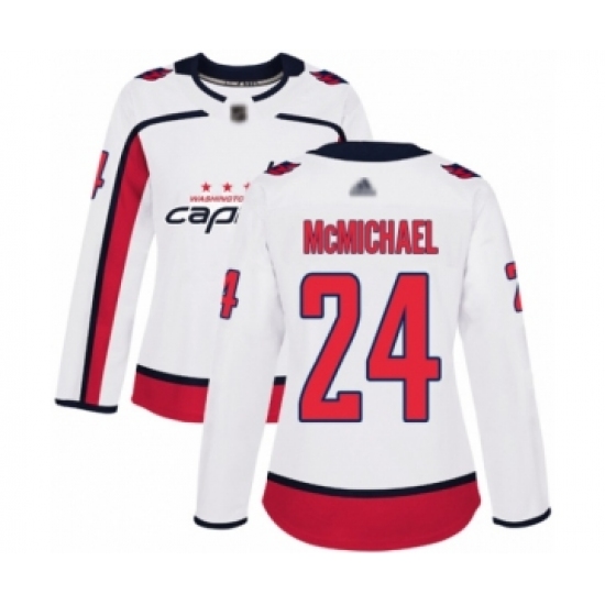 Women's Washington Capitals 24 Connor McMichael Authentic White Away Hockey Jersey
