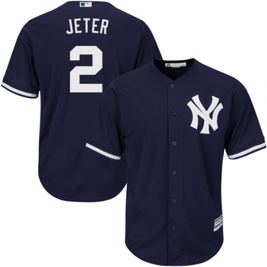 Youth Majestic New York Yankees 2 Derek Jeter Replica Navy Blue Alternate MLB Jersey