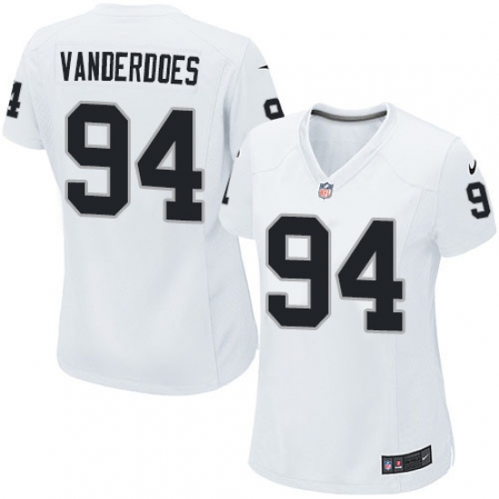 Women's Nike Oakland Raiders 94 Eddie Vanderdoes Game White NFL Jersey
