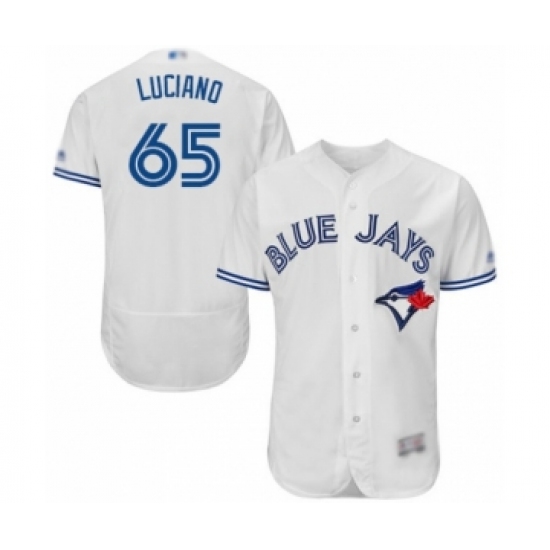 Men's Toronto Blue Jays 65 Elvis Luciano White Home Flex Base Authentic Collection Baseball Player Jersey