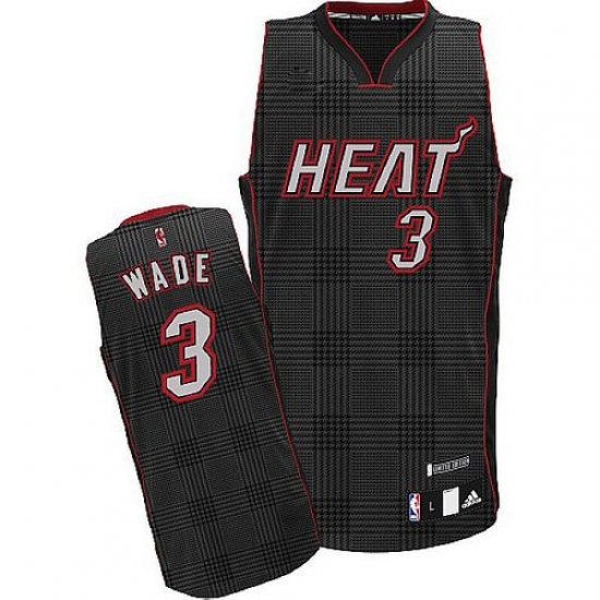 Men's Adidas Miami Heat 3 Dwyane Wade Authentic Black Rhythm Fashion NBA Jersey
