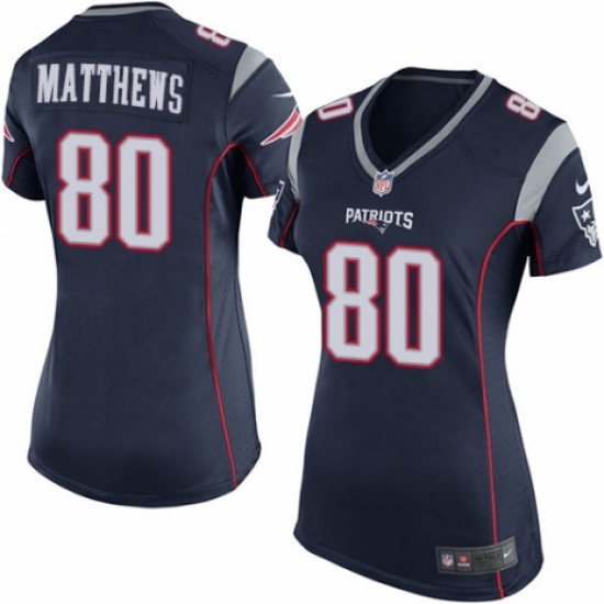 Women's Nike New England Patriots 80 Jordan Matthews Game Navy Blue Team Color NFL Jersey