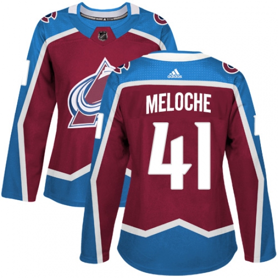 Women's Adidas Colorado Avalanche 41 Nicolas Meloche Authentic Burgundy Red Home NHL Jersey