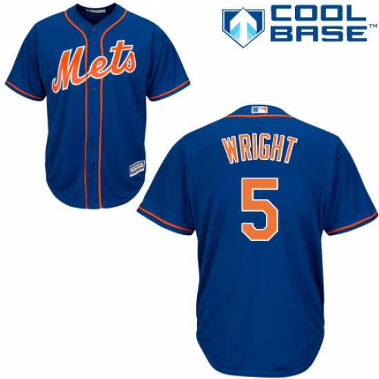 Men's Majestic New York Mets 5 David Wright Replica Royal Blue Alternate Home Cool Base MLB Jersey