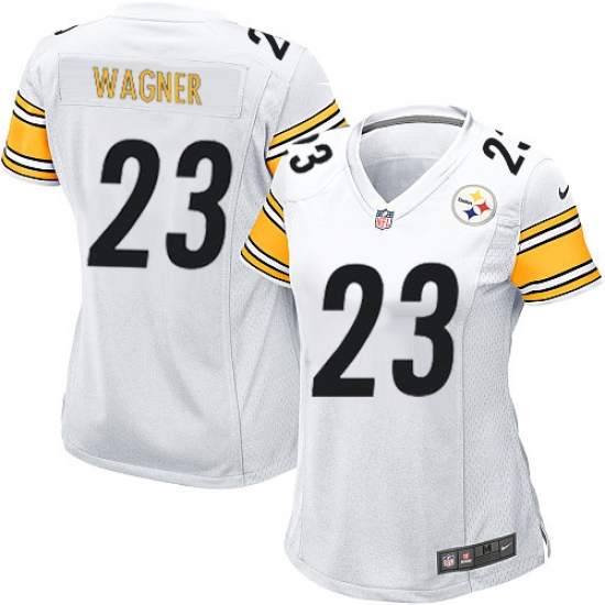 Women's Nike Pittsburgh Steelers 23 Mike Wagner Game White NFL Jersey