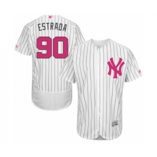 Men's New York Yankees 90 Thairo Estrada Authentic White 2016 Mother's Day Fashion Flex Base Baseball Player Jersey