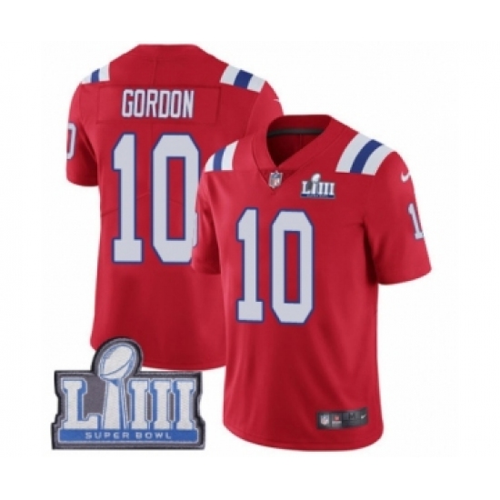 Men's Nike New England Patriots 10 Josh Gordon Red Alternate Vapor Untouchable Limited Player Super Bowl LIII Bound NFL Jersey