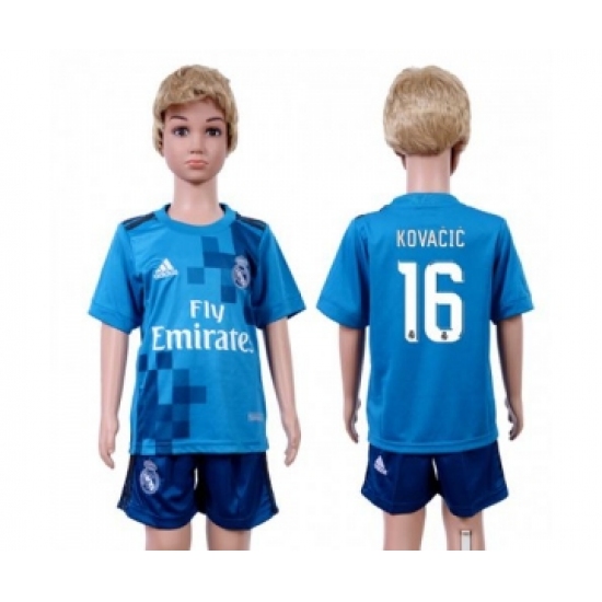 Real Madrid 16 Kovacic Sec Away Kid Soccer Club Jersey