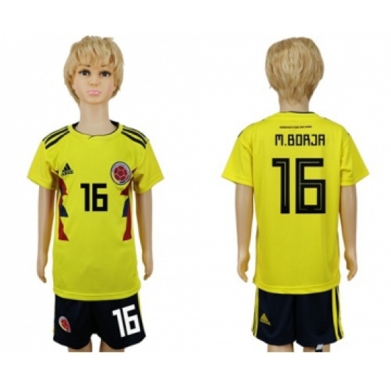 Colombia 16 M.Borja Home Kid Soccer Country Jersey