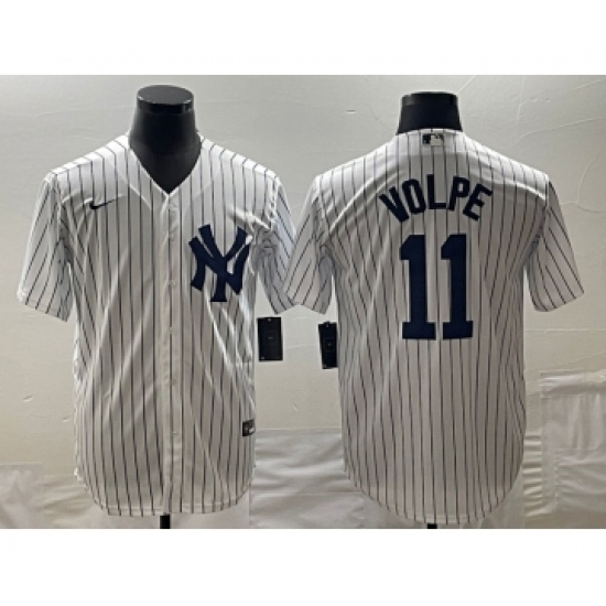 Men's New York Yankees 11 Anthony Volpe White Stitched MLB Cool Base Nike Jersey