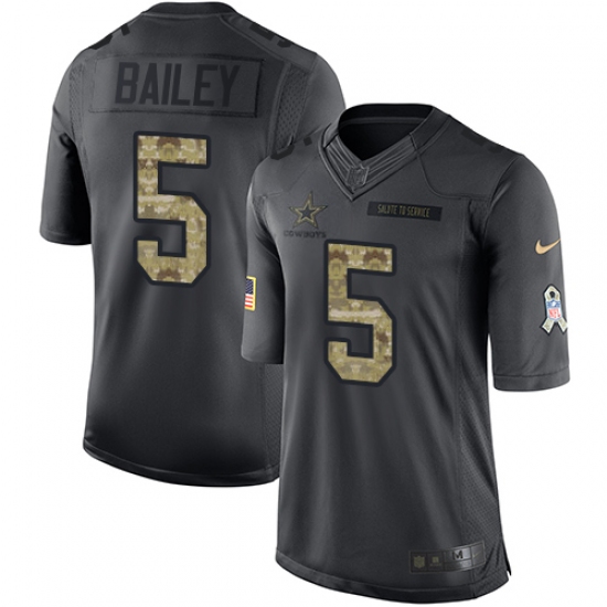 Men's Nike Dallas Cowboys 5 Dan Bailey Limited Black 2016 Salute to Service NFL Jersey
