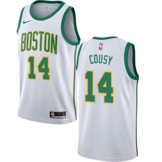Youth Nike Boston Celtics 14 Bob Cousy Swingman White NBA Jersey - City Edition