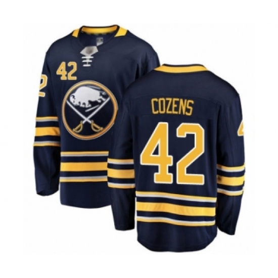 Men's Buffalo Sabres 42 Dylan Cozens Fanatics Branded Navy Blue Home Breakaway Hockey Jersey