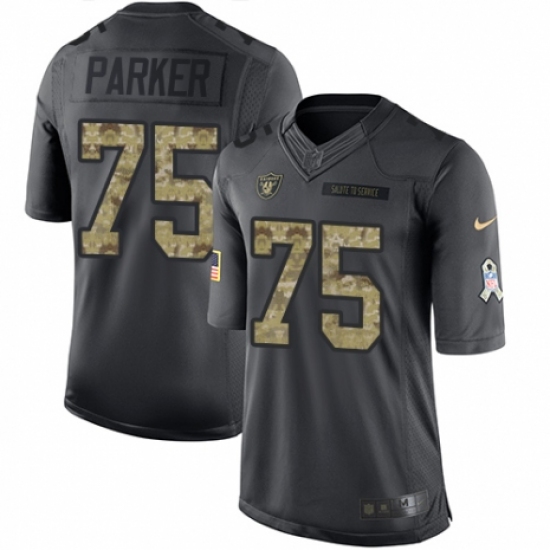 Youth Nike Oakland Raiders 75 Brandon Parker Limited Black 2016 Salute to Service NFL Jersey