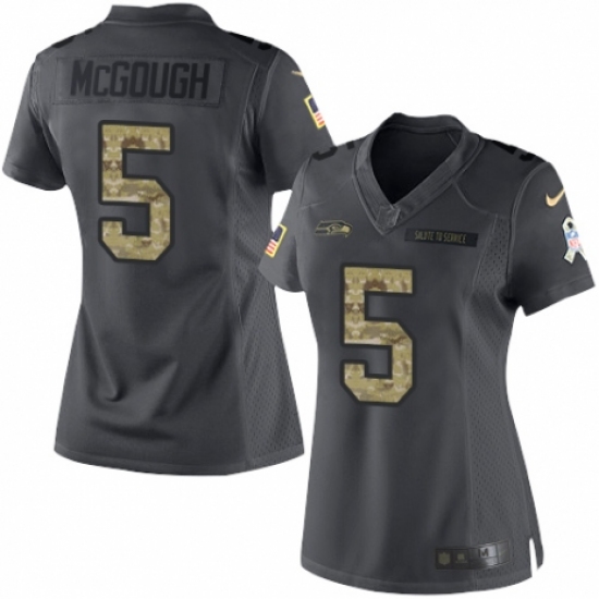 Women's Nike Seattle Seahawks 5 Alex McGough Limited Black 2016 Salute to Service NFL Jersey