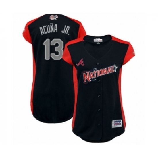 Women's Atlanta Braves 13 Ronald Acuna Jr. Authentic Navy Blue National League 2019 Baseball All-Star Jersey