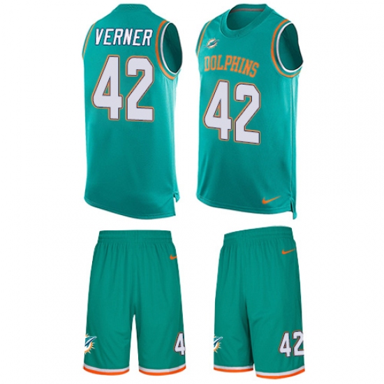 Men's Nike Miami Dolphins 42 Alterraun Verner Limited Aqua Green Tank Top Suit NFL Jersey