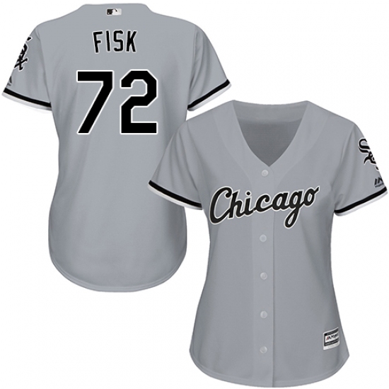 Women's Majestic Chicago White Sox 72 Carlton Fisk Authentic Grey Road Cool Base MLB Jersey
