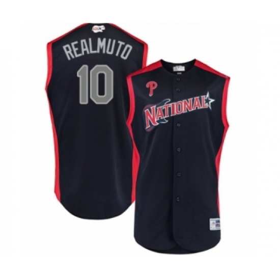 Youth Philadelphia Phillies 10 J. T. Realmuto Authentic Navy Blue National League 2019 Baseball All-Star Jersey