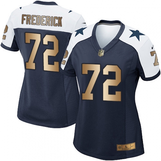 Women's Nike Dallas Cowboys 72 Travis Frederick Elite Navy/Gold Throwback Alternate NFL Jersey