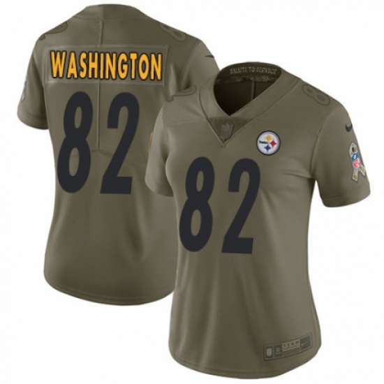 Women's Nike Pittsburgh Steelers 82 James Washington Limited Olive 2017 Salute to Service NFL Jersey