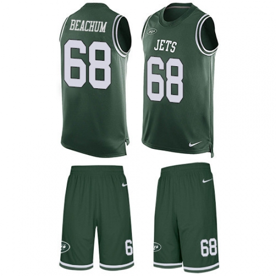 Men's Nike New York Jets 68 Kelvin Beachum Limited Green Tank Top Suit NFL Jersey