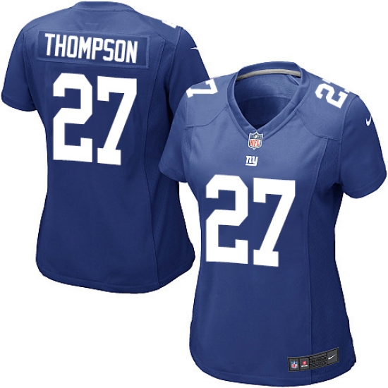 Women's Nike New York Giants 27 Darian Thompson Game Royal Blue Team Color NFL Jersey