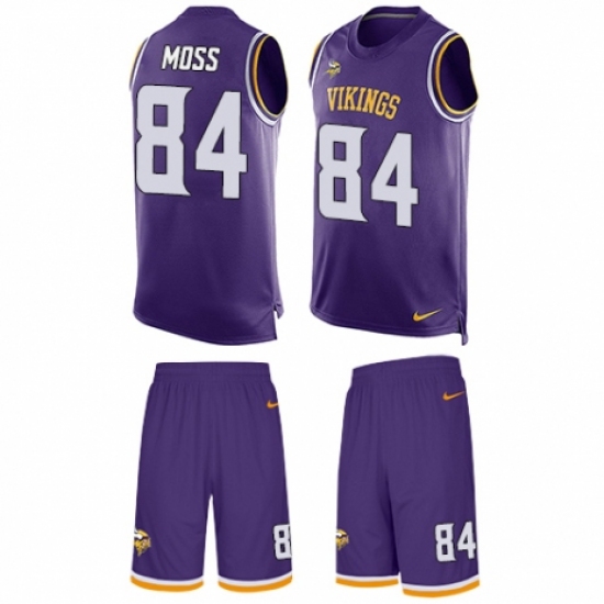 Men's Nike Minnesota Vikings 84 Randy Moss Limited Purple Tank Top Suit NFL Jersey