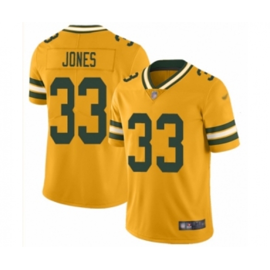 Men's Green Bay Packers 33 Aaron Jones Limited Gold Inverted Legend Football Jersey