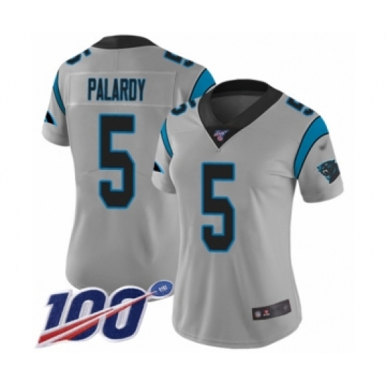 Women's Carolina Panthers 5 Michael Palardy Silver Inverted Legend Limited 100th Season Football Jersey